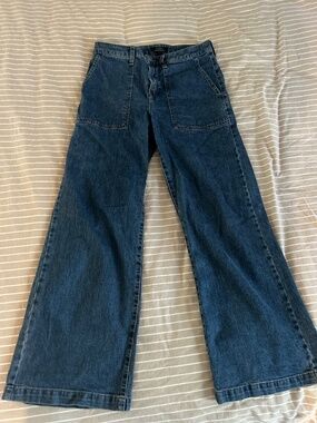 Classic blue wide leg jean